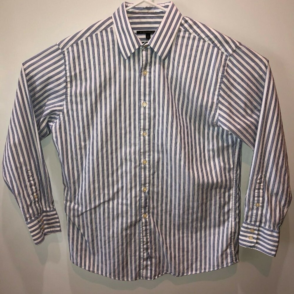 BCBG MAXAZRIA Large Striped Button Front Shirt - Picture 10 of 10